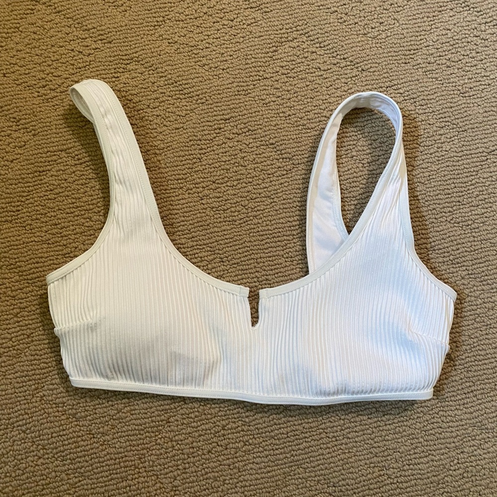 White Ribbed Hollister bikini top